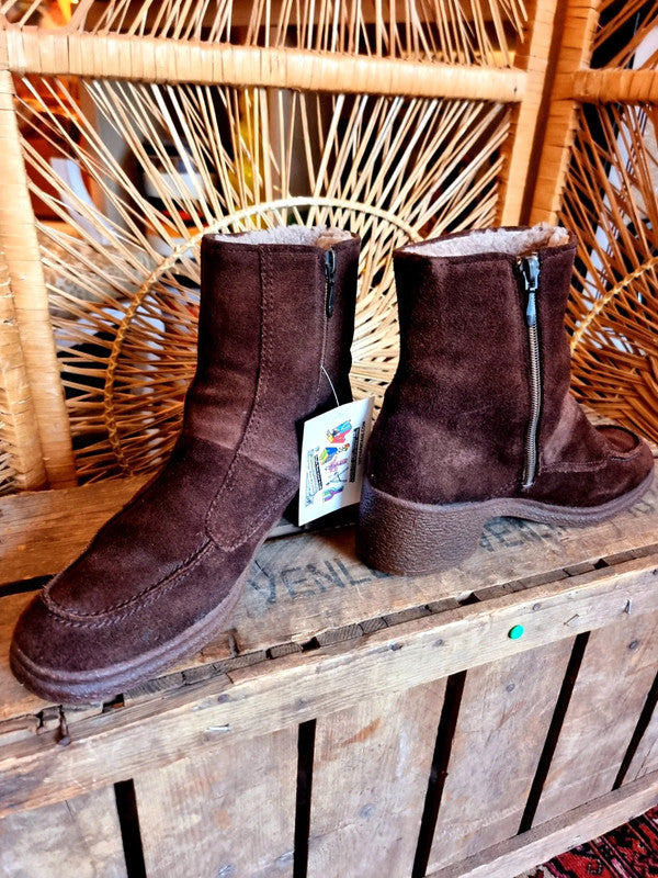 Vintage Bama Lams Sheepskin Shearling Ankle Boots