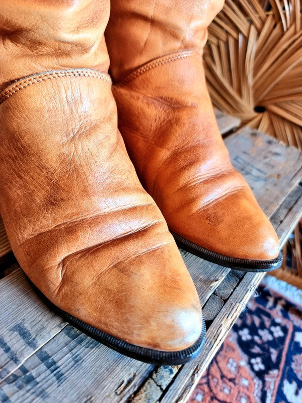 Vintage 80s Leather Boots - Made in Italy