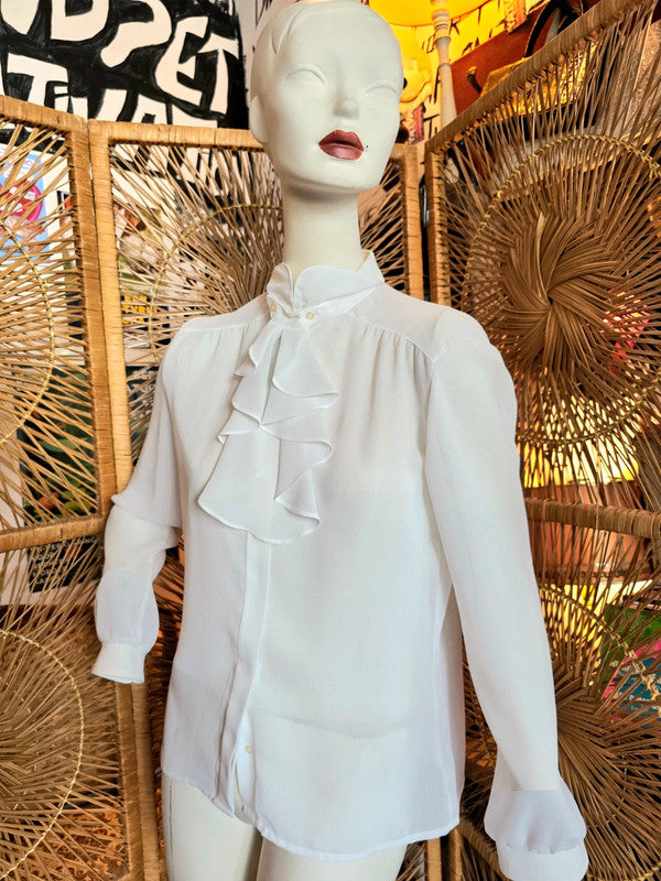 Vintage 70s Ruffle Neck Blouse