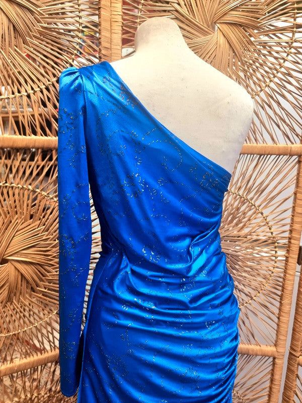 Vintage 80s One Shoulder Glitter Dress