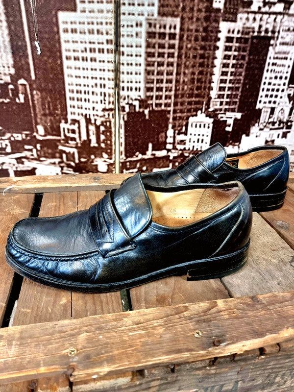 Vintage Leather 80s Slip On Shoes
