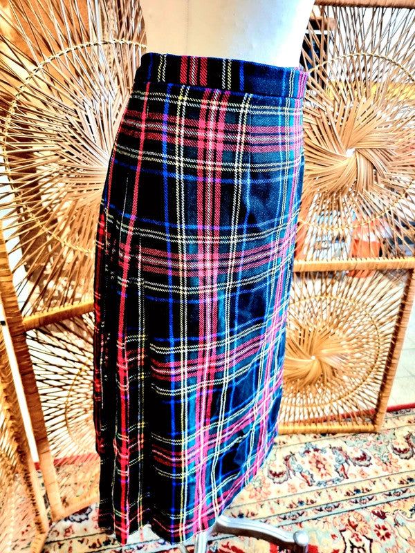Vintage 1980s Kilt Style Wrap Skirt