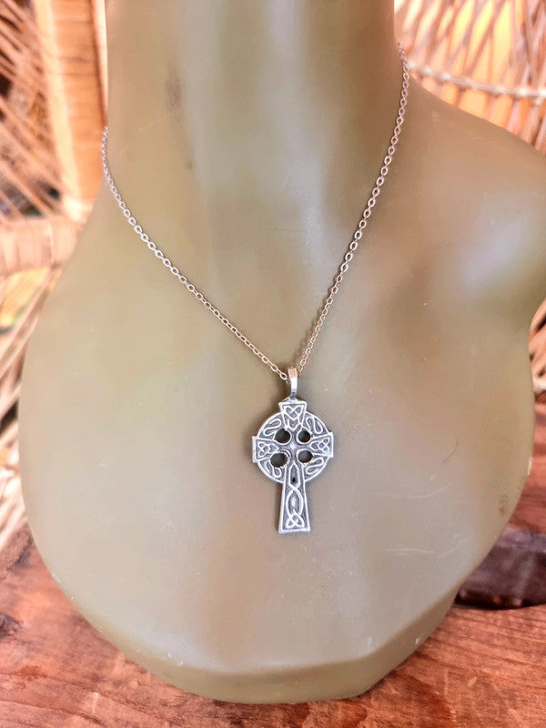 Vintage Sterling Silver Celtic Cross Necklace