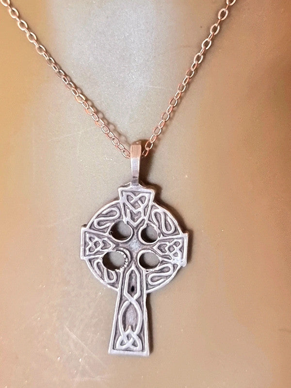 Vintage Sterling Silver Celtic Cross Necklace