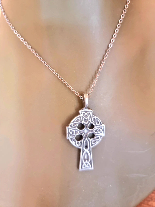 Vintage Sterling Silver Celtic Cross Necklace