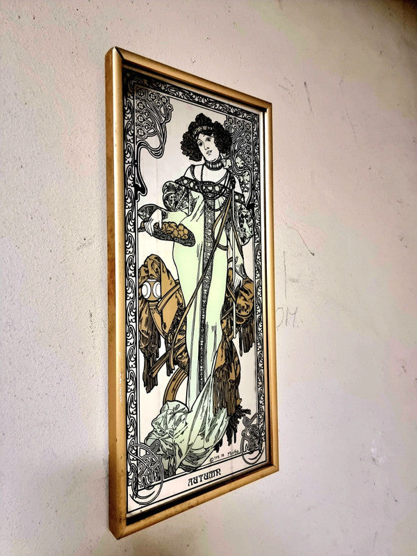 Mucha Autumn Colored Mirror Print