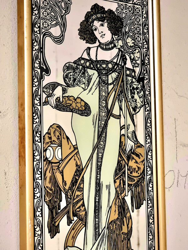 Mucha Autumn Colored Mirror Print