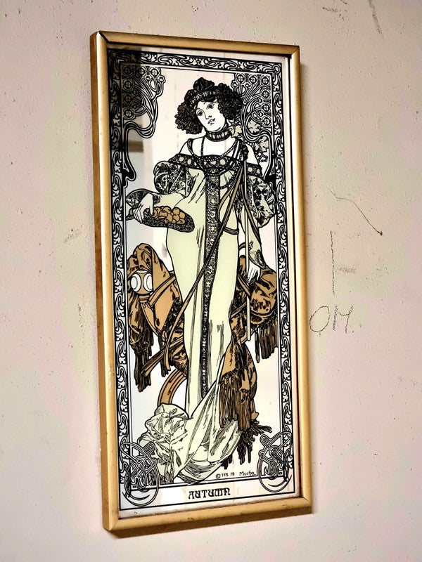 Mucha Autumn Colored Mirror Print