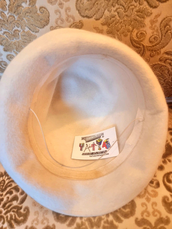 Vintage 70's Unisex Beige Feather Hat