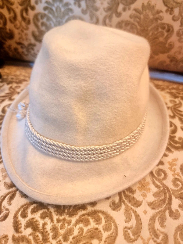 Vintage 70's Unisex Beige Feather Hat