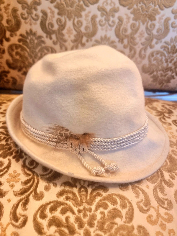 Vintage 70's Unisex Beige Feather Hat