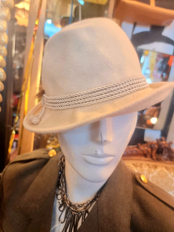 Vintage 70's Unisex Beige Feather Hat