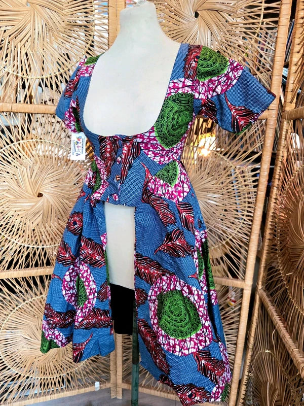Brand New Yatva Made In Africa Ankara Cotton Print Cutout Top Waistcoat