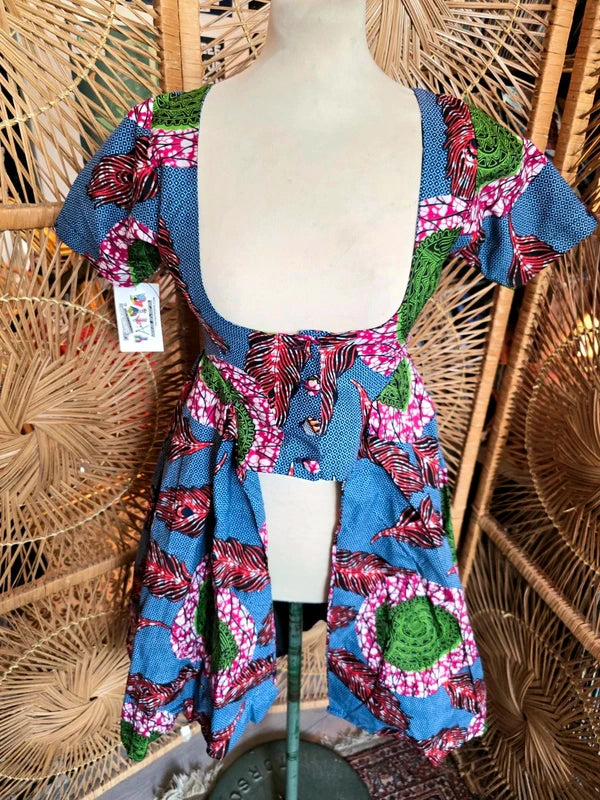 Brand New Yatva Made In Africa Ankara Cotton Print Cutout Top Waistcoat