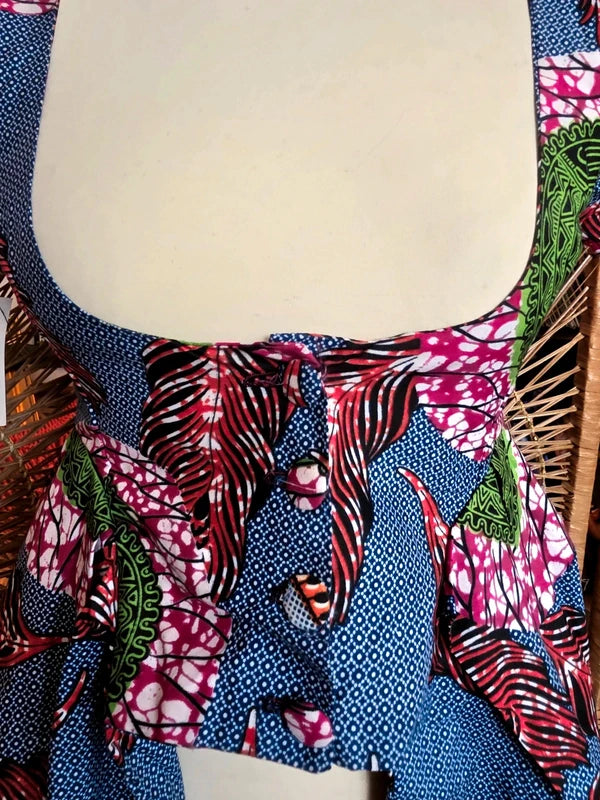 Brand New Yatva Made In Africa Ankara Cotton Print Cutout Top Waistcoat