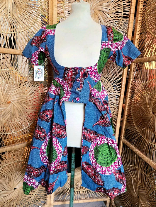 Brand New Yatva Made In Africa Ankara Cotton Print Cutout Top Waistcoat