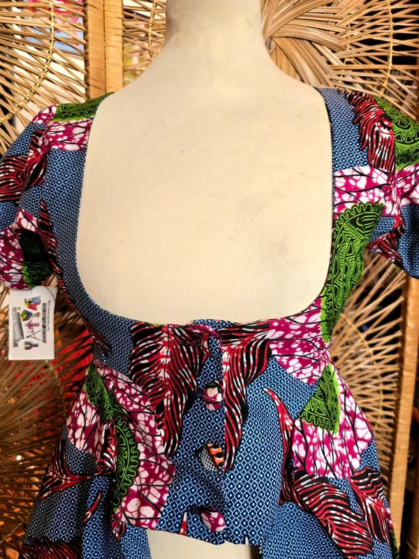 Brand New Yatva Made In Africa Ankara Cotton Print Cutout Top Waistcoat