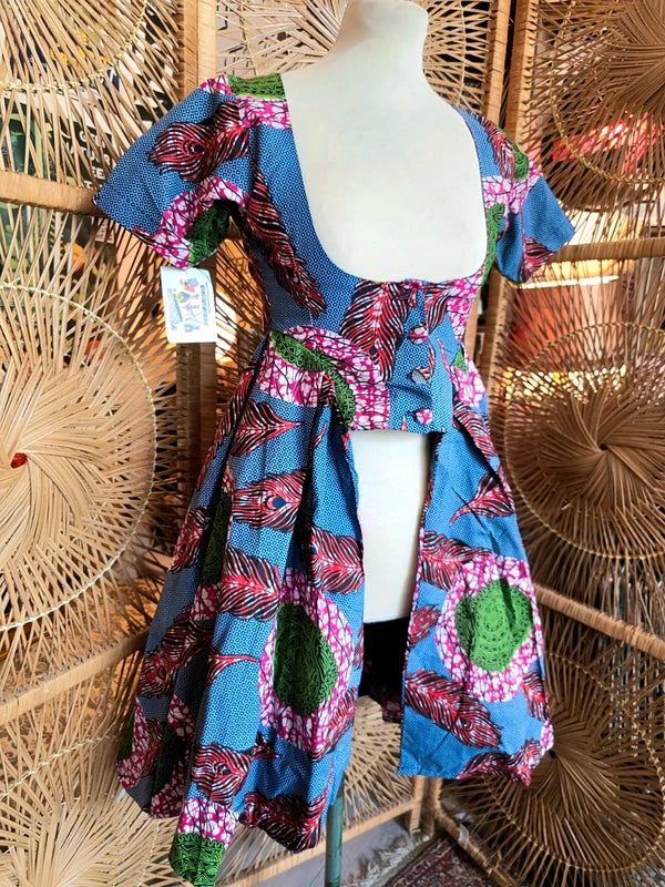 Brand New Yatva Made In Africa Ankara Cotton Print Cutout Top Waistcoat