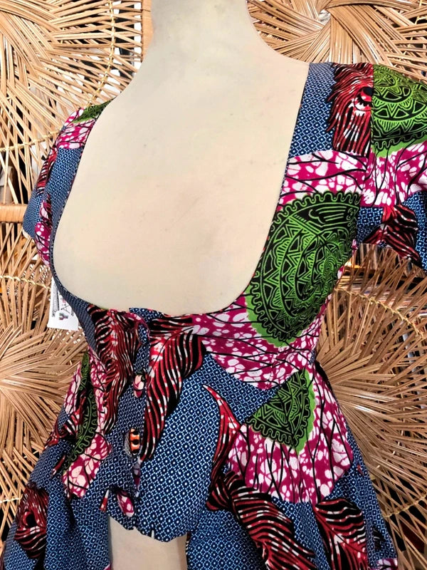 Brand New Yatva Made In Africa Ankara Cotton Print Cutout Top Waistcoat