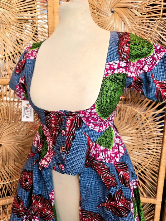 Brand New Yatva Made In Africa Ankara Cotton Print Cutout Top Waistcoat