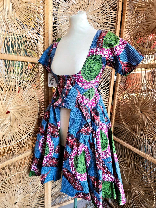 Brand New Yatva Made In Africa Ankara Cotton Print Cutout Top Waistcoat