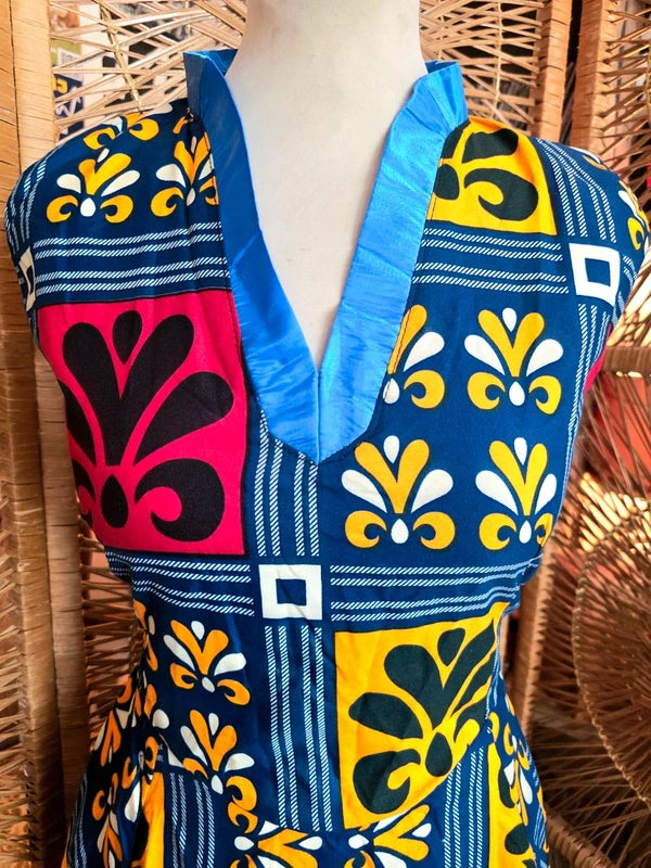 Brand New Vlisco Ankara Patchwork Print Dress
