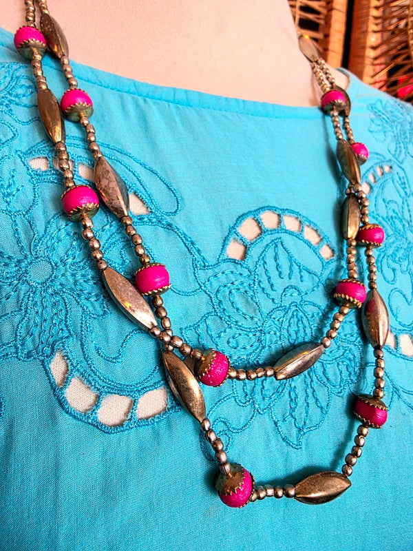 Vintage 70s Long Double chain Flapper Style Necklace