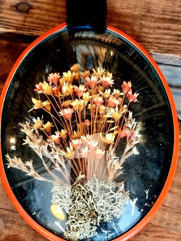 Vintage Glass Globe Frame With Dried Flowers