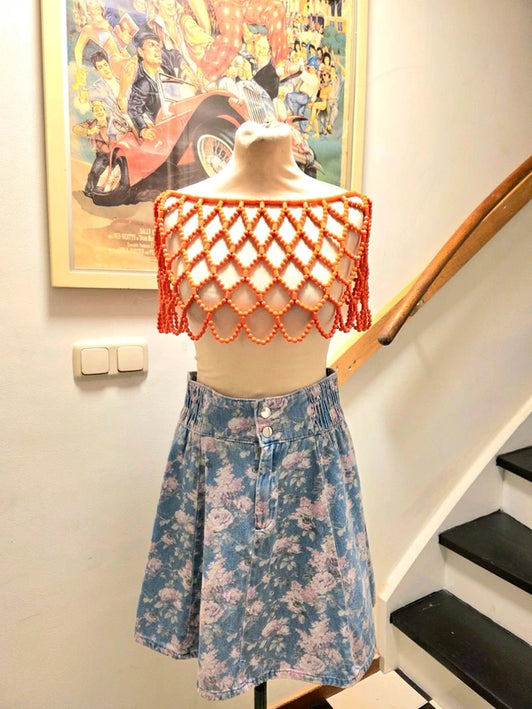 Vintage Inspired Traditional Faux Coral Cape Necklace