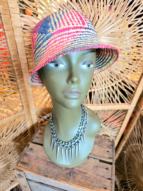 Vintage 60s Straw Bucket Hat