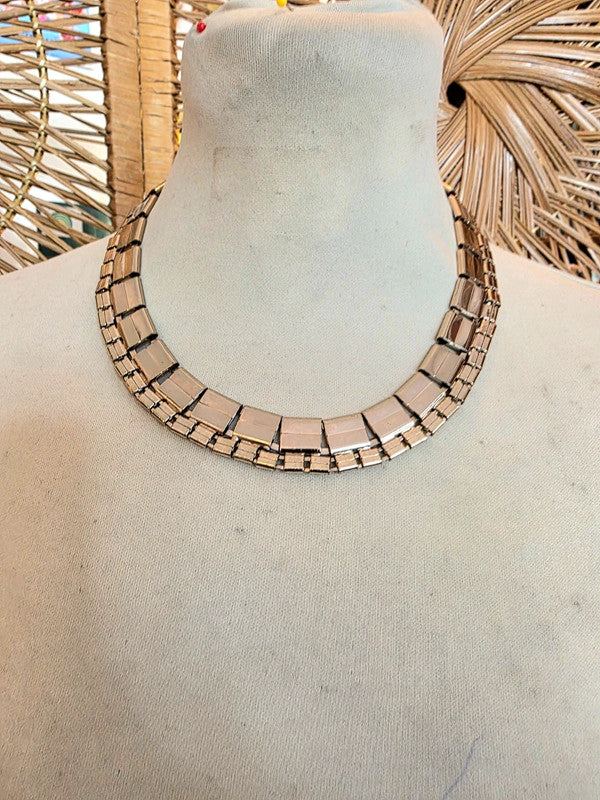 Vintage 80s square link necklace
