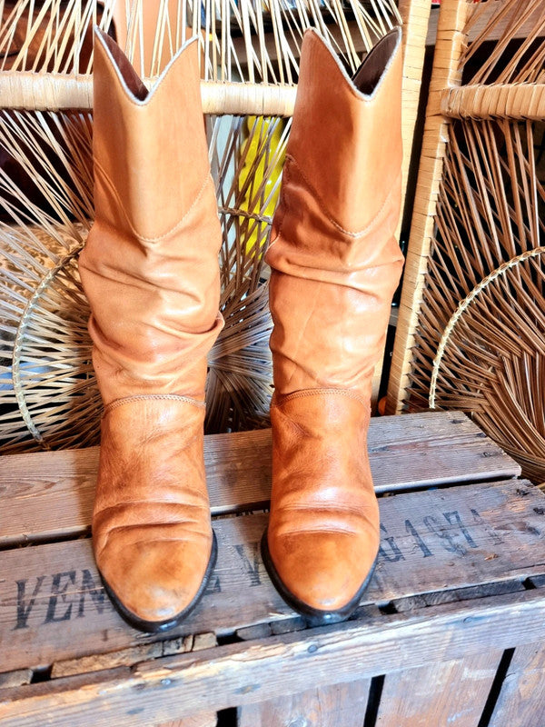 Vintage 80s Leather Boots - Made in Italy