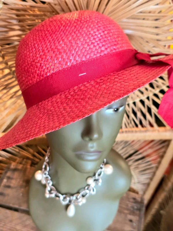 Vintage 80's Straw Sun Hat