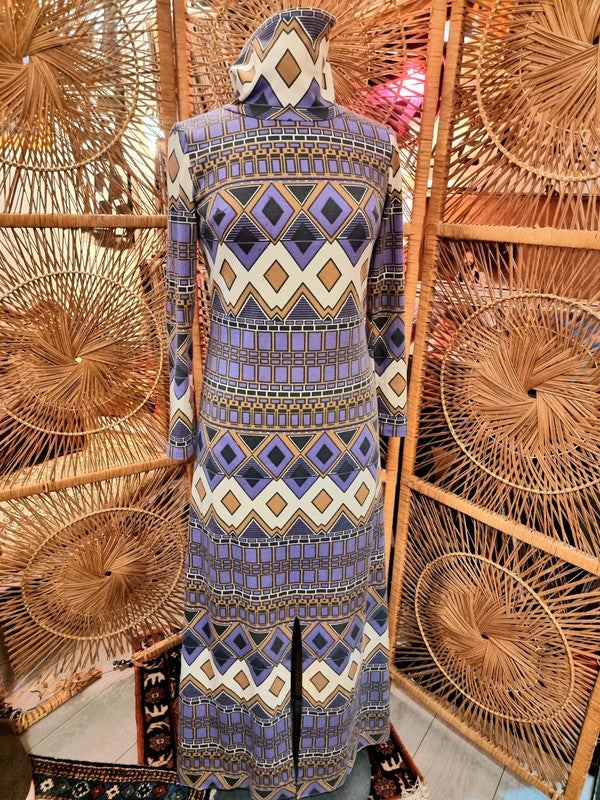 Vintage 70's Art Deco Style Maxi Dress