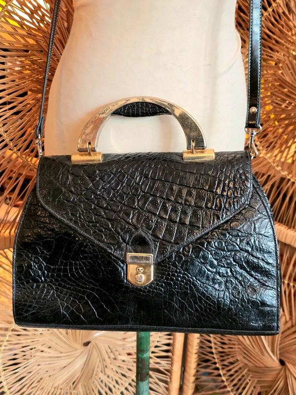 Vintage 80's Genuine Leather Handbag
