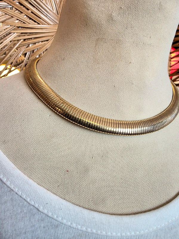 Vintage Gold-Plated Omega Style Necklace