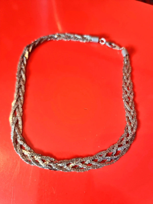 Vintage 80s Sterling Silver Braided Necklace