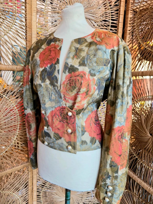 Vintage 80's MK Exclusive Cropped Floral Blazer