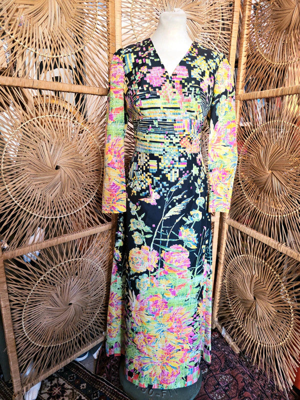 Vintage 70s Geometric Maxi Dress