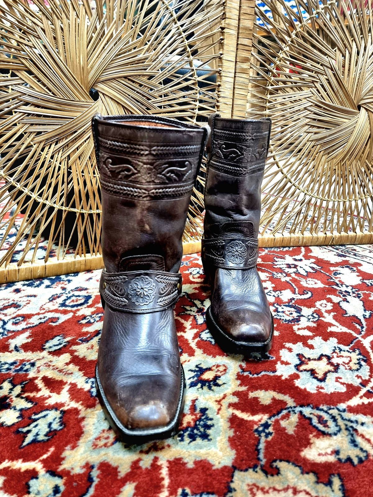 Vintage Leather Western Cowboy Boots