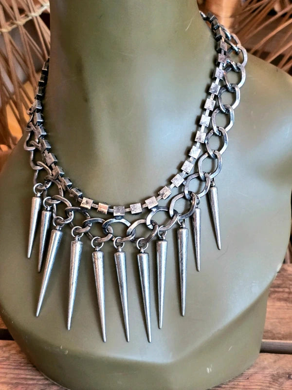 Vintage 90's Spike And Chain Necklace