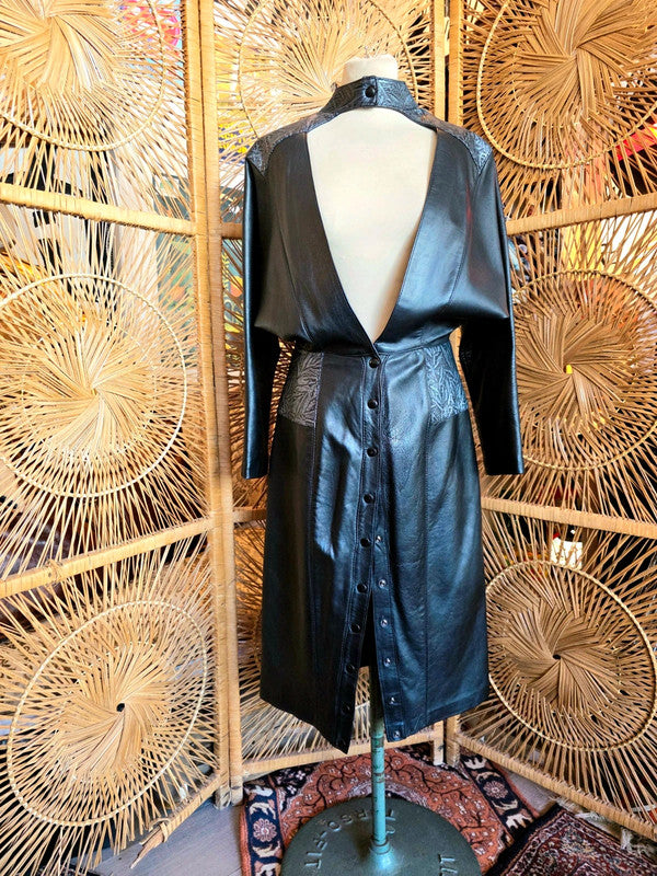 Vintage 80's Genel LTD Leather Dress