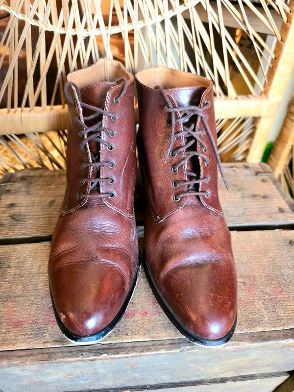 Vintage 1980s Leather Oppus by Globo Ankle Boots