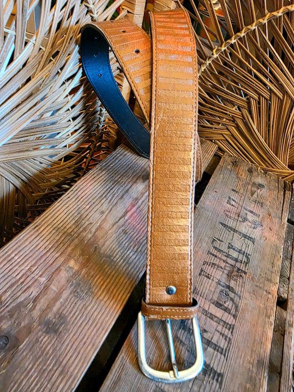 Vintage Striped Faux Leather Belt