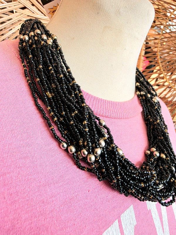 Vintage Chunky Beaded Statement Bib Necklace