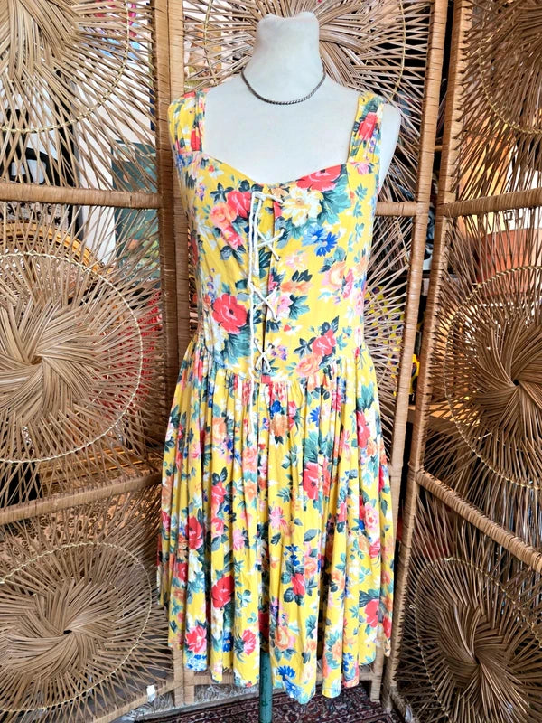 Vintage 80's Milkmaid Style Dress