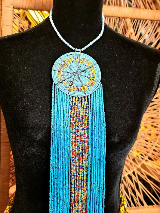 Brand New Beaded Fringe Pendant Necklace