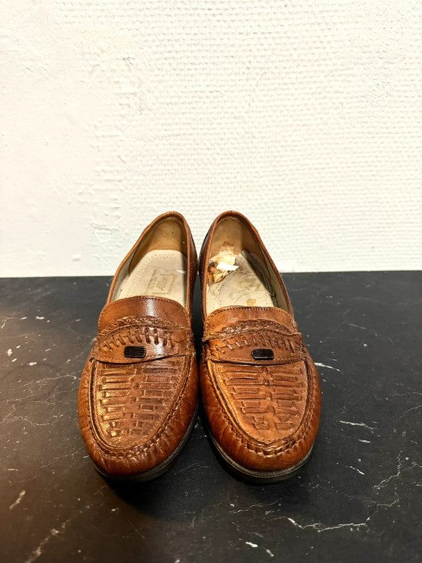 Vintage 80's Chestnut Woven Loafers Shoes