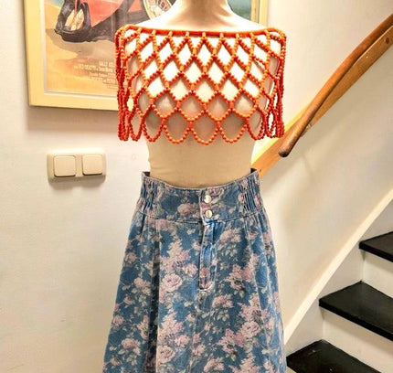 Vintage 1980's Floral Knee Length Skirt