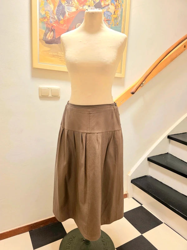 Vintage 1980's Leather Pleated Skirt